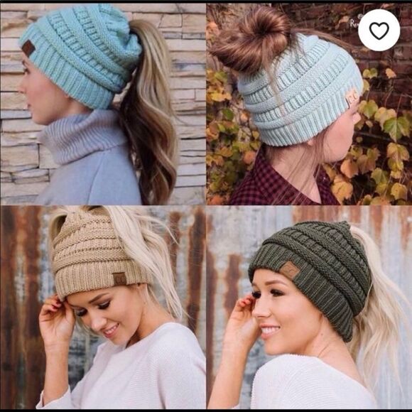 CC  Messy bun ! Ponytail Beanie Hat Cutest - Picture 10 of 16